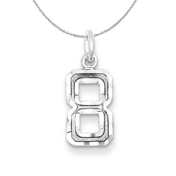 Silver, Varsity Collection, Small D/C Number 8 Necklace - 16 In - Picture 1 of 7